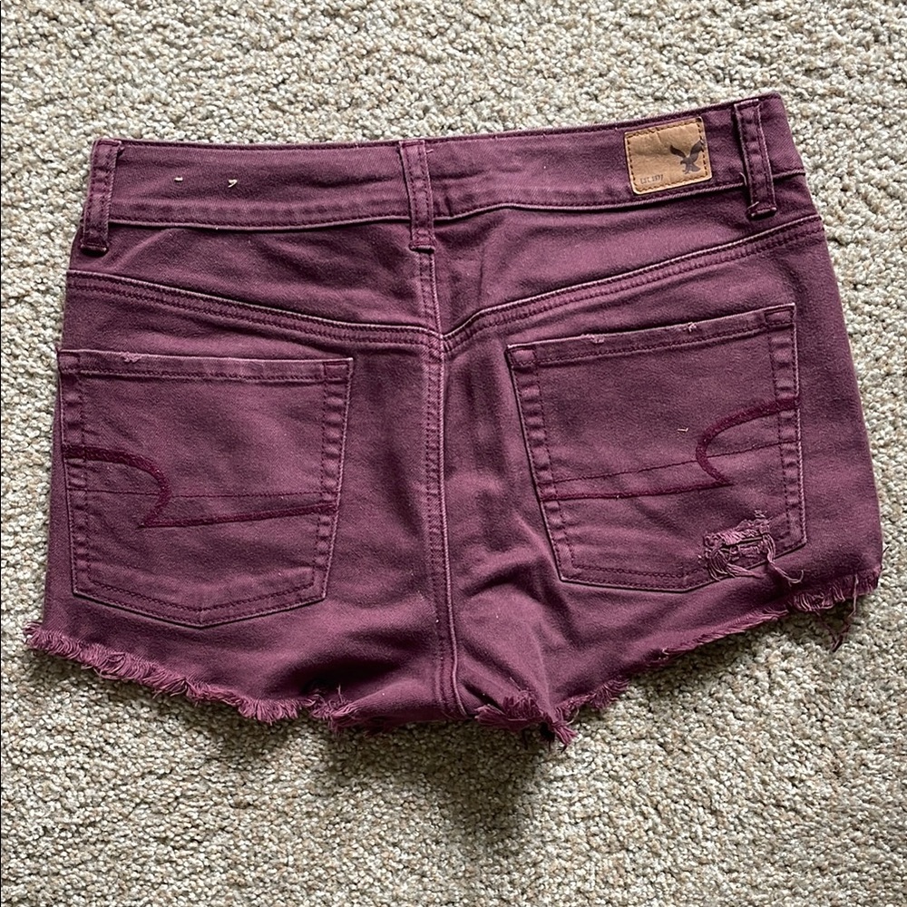 American Eagle Outfitters Purple Jean Shorts Distressed Hem